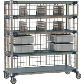 MetroMax® i Deluxe Par Level Cart with 5 Shelves 60"L x 24"W x 67-5/16"H Taupe/Blue