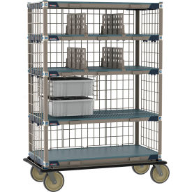 MetroMax® i Deluxe Transport & Exchange Cart w/ 5 Shelves 48"L x 24"W x 71-15/16"H Taupe/Blue