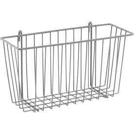 Metro H209K4 Metro Epoxy Coated Steel Storage Basket for Wire and Wall Shelving 13-3/8"W x 5"D x 7"H Gray image.