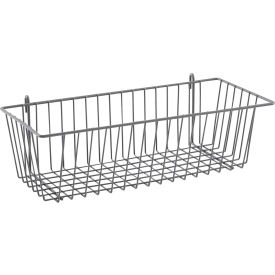 Metro H210K4 Metro Epoxy Coated Steel Storage Basket for Wire and Wall Shelving 17-3/8"W x 7.5"D x 5"H Gray image.
