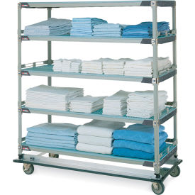 MetroMax® i Linen Transport & Exchange with 5 Shelves 60"L x 24"W x 70-5/16"H Taupe/Blue