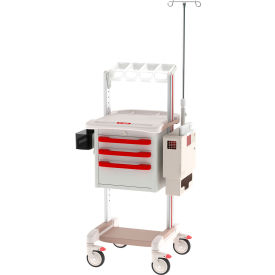 Metro® Nimbl Wound Care Treatment Cart 29-13/16"L x 21-3/4"W x 69-3/8"H Light Beige/Taupe/Red