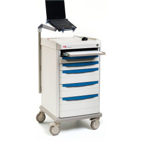 Starsys Computer Ready Bedside Cart with 4 Drawer 24-7/8"L x 22-3/4"W x 44-3/4"H Taupe/Blue 