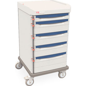 Starsys General Supply Cart w/Passive Security 5 Drawer 22-3/4"L x 24-7/8"W x 41-3/4"H Taupe/Blue 