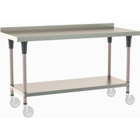 Metro® TableWorx 304 Stainless Steel Mobile-Ready Table 60 x 24" Undershelf 2" Backsplash 