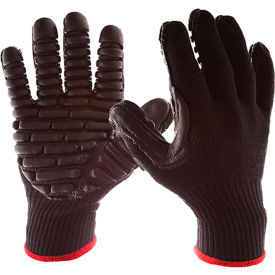 IMPACTO PROTECTIVE PRODUCTS INC VI473240 Impacto Blackmaxx Lrg Vibration Reducing Glove, Elastic Knit, Flexible Coated Pad On Palm & Fingers image.