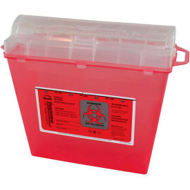 Impact Products 7365 Bemis® 5-Quart Sharps Container, 10"H x 11"W x 5-1/4"D, Transparent Red image.