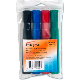 Integra 30012 Integra™ Permanent Marker, Chisel, Black/Red/Blue/Green Ink, 4/Pack image.