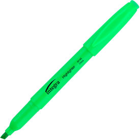 Integra 36185 Integra™ Pen Style Highlighter, Chisel Tip, Fluorescent Green Ink, Dozen image.
