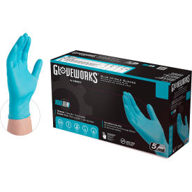 Ammex® Gloveworks Industrial Grade Nitrile Gloves Powder-Free Blue Small 100/Box