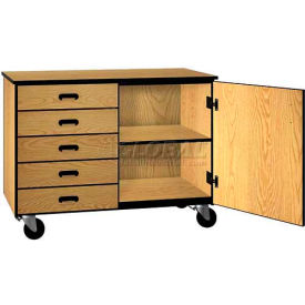 Ironwood Manufacturing Inc 2018-C-CS/GG Mobile Wood Cabinet, Five Drawers, 1 Shelf, Solid Doors, 48 x 22-1/4 x 36, Cactus Star/Grey image.