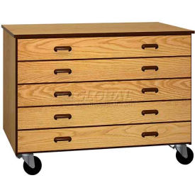 Ironwood Manufacturing Inc 2026-DO/BRN 5 Stacking Deep Drawer Storage Cabinet, 48"W x 28-1/4"D x 36"H, Dixie Oak/Brown image.