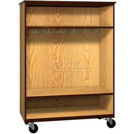 Ironwood Manufacturing Inc 2036-O-DO/BRN Mobile Wood Wardrobe Cabinet, Open Front, 48"W x 22-1/4"D x 66"H, Dixie Oak/Brown image.