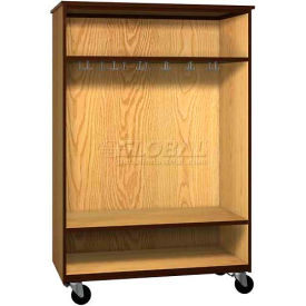 Ironwood Manufacturing Inc 2037-O-DO/BRN Mobile Wood Wardrobe Cabinet, Open Front, 48"W x 22-1/4"D x 72"H, Dixie Oak/Brown image.