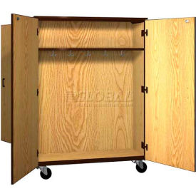 Ironwood Manufacturing Inc 2038-CL-NO/BRN Mobile Wood Double-Faced Combo Cabinet,Solid Door, 48"W x 28-1/4"D x 66"H, Natural Oak/Brown image.