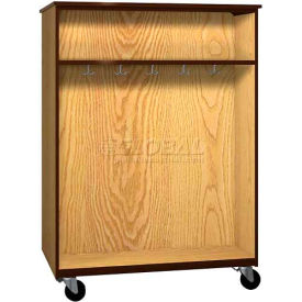 Ironwood Manufacturing Inc 2038-O-DO/BRN Mobile Wood Double-Faced Combo Cabinet, Open Front, 48"W x 28-1/4"D x 66"H, Dixie Oak/Brown image.