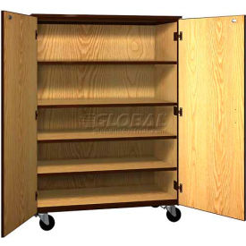 Ironwood Manufacturing Inc 2040-CL-DO/BRN Mobile Wood General Storage Cabinet, w/Locks, Solid Door, 48"W x 22-1/4"D x 66"H, Dixie Oak/Brown image.