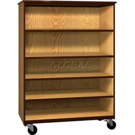 Ironwood Manufacturing Inc 2040-O-DO/BRN Mobile Wood General Storage Cabinet, Open Front, 48"W x 22-1/4"D x 66"H, Dixie Oak/Brown image.