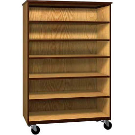 Ironwood Manufacturing Inc 2041-O-DO/BRN Mobile Wood General Storage Cabinet, Open Front, 48"W x 22-1/4"D x 72"H, Dixie Oak/Brown image.