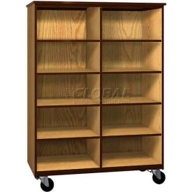 Ironwood Manufacturing Inc 2042-O-DO/BRN Mobile Wood Cubicle Cabinet, 8 Shelves, Open Front, 48 x 22-1/4 x 66, Dixie Oak/Brown image.