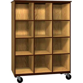 Ironwood Manufacturing Inc 2044-O-CS/GG Mobile Wood Cubicle Cabinet, 9 Shelves, Open Front, 48 x 22-1/4 x 66, Cactus Star/Grey image.