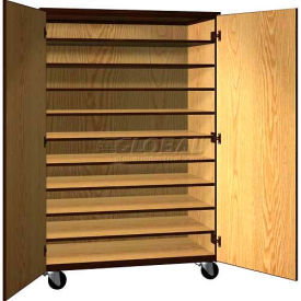 Ironwood Manufacturing Inc 2077-C-MP/BLK Tote Tray Mobile Wood Cabinet, Solid Door, 48"W x 22-1/4"D x 72"H, Maple/Black image.