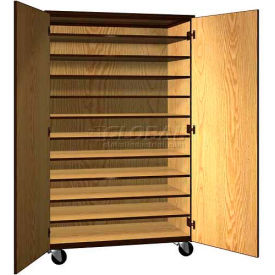 Ironwood Manufacturing Inc 2078-C-MP/BLK Tote Tray Mobile Wood Cabinet, Solid Door, 48"W x 22-1/4"D x 78"H, Maple/Black image.