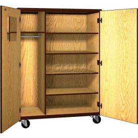 Ironwood Manufacturing Inc 2084-CL-MP/BLK Mobile Wood Teacher Cabinet, 4 Shelves, 48"W x 22-1/4"D x 66"H, Maple/Black image.