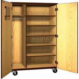 Ironwood Manufacturing Inc 2085-CL-MP/BLK Mobile Wood Teacher Cabinet, 5 Shelves, 48"W x 22-1/4"D x 72"H, Maple/Black image.