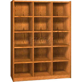 Ironwood Manufacturing Inc CH15AA Wood Cubicle Cabinet, 15 Openings, Open Front, 52 x 17-5/8 x 68-3/8, Amber Ash image.