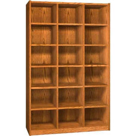 Ironwood Manufacturing Inc CH18AA Wood Cubicle Cabinet, 18 Openings, Open Front, 52 x 17-5/8 x 81-1/2, Amber Ash image.