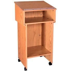 Ironwood Manufacturing Inc TSLNO Two Section Stand Up Podium / Lectern - 24"W x 19-3 / 4"D x 43-1 / 2"H Natural Oak image.