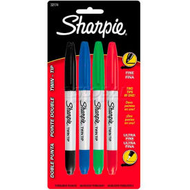 Sanford 32174PP Sharpie® Twin Tip Permanent Markers, Set Of 4, Assorted Colors image.