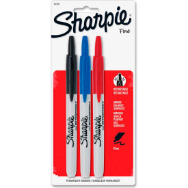 Sanford 32726PP Sharpie® Retractable Fine Point Permanent Markers, Set of 3, 3 Colors image.