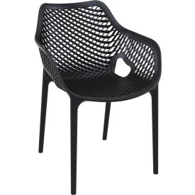 Siesta Air XL Outdoor Dining Arm Chair, Black - Pkg Qty 2