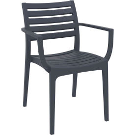Siesta Artemis Outdoor Dining Arm Chair, Dark Gray - Pkg Qty 2