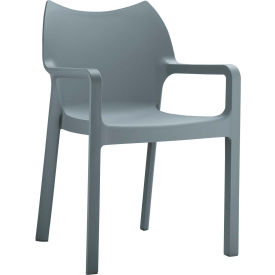 COZYDAYS INC dba COMPAMIA ISP028-DGR Siesta Diva Resin Outdoor Dining Arm Chair, Dark Gray image.