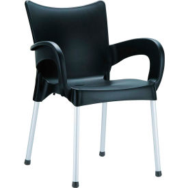 Siesta Romeo Resin Dining Arm Chair, Black - Pkg Qty 2 Siesta Romeo Resin Dining Arm Chair, Black - Pkg Qty 2