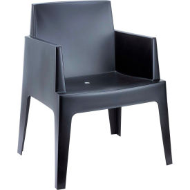 Siesta Box Resin Outdoor Dining Arm Chair, Black - Pkg Qty 4