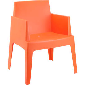 Siesta Box Resin Outdoor Dining Arm Chair, Orange - Pkg Qty 4