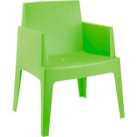 Siesta Box Resin Outdoor Dining Arm Chair, Tropical Green - Pkg Qty 4 Siesta Box Resin Outdoor Dining Arm Chair, Tropical Green - Pkg Qty 4