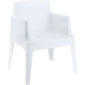 Siesta Box Resin Outdoor Dining Arm Chair, White - Pkg Qty 4