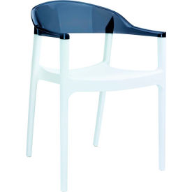 Siesta Carmen Modern Dining Chair, White with Transparent Black Back - Pkg Qty 2