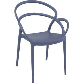 Siesta Mila Outdoor Dining Arm Chair, Dark Gray - Pkg Qty 2