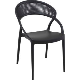 Siesta Sunset Outdoor Dining Chair, Black - Pkg Qty 2
