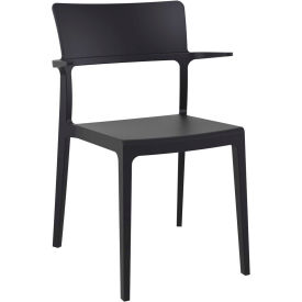Siesta Plus Outdoor Dining Arm Chair, Black - Pkg Qty 2