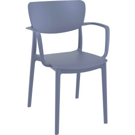 Siesta Lisa Resin Outdoor Dining Arm Chair, Dark Gray - Pkg Qty 2