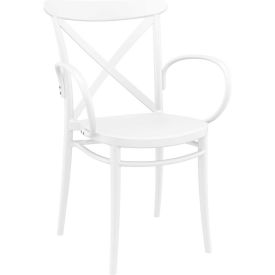 Siesta Cross XL Resin Outdoor Arm Chair, White - Pkg Qty 2