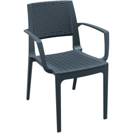 Siesta Capri Resin Dining Arm Chair, Dark Gray - Pkg Qty 2