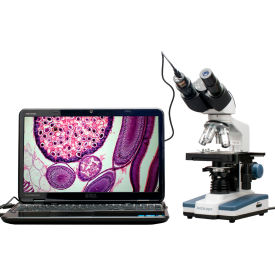 AmScope B120C-E 40X-2500X LED Digital Binocular Compound Microscope with 3D Stage + USB Camera